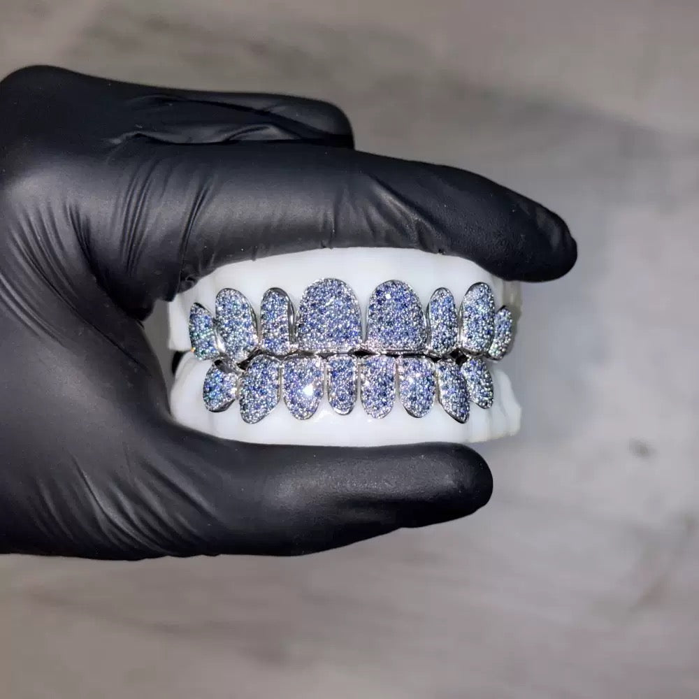 Custom Grill & Honeycomb Blue Diamond Grillz