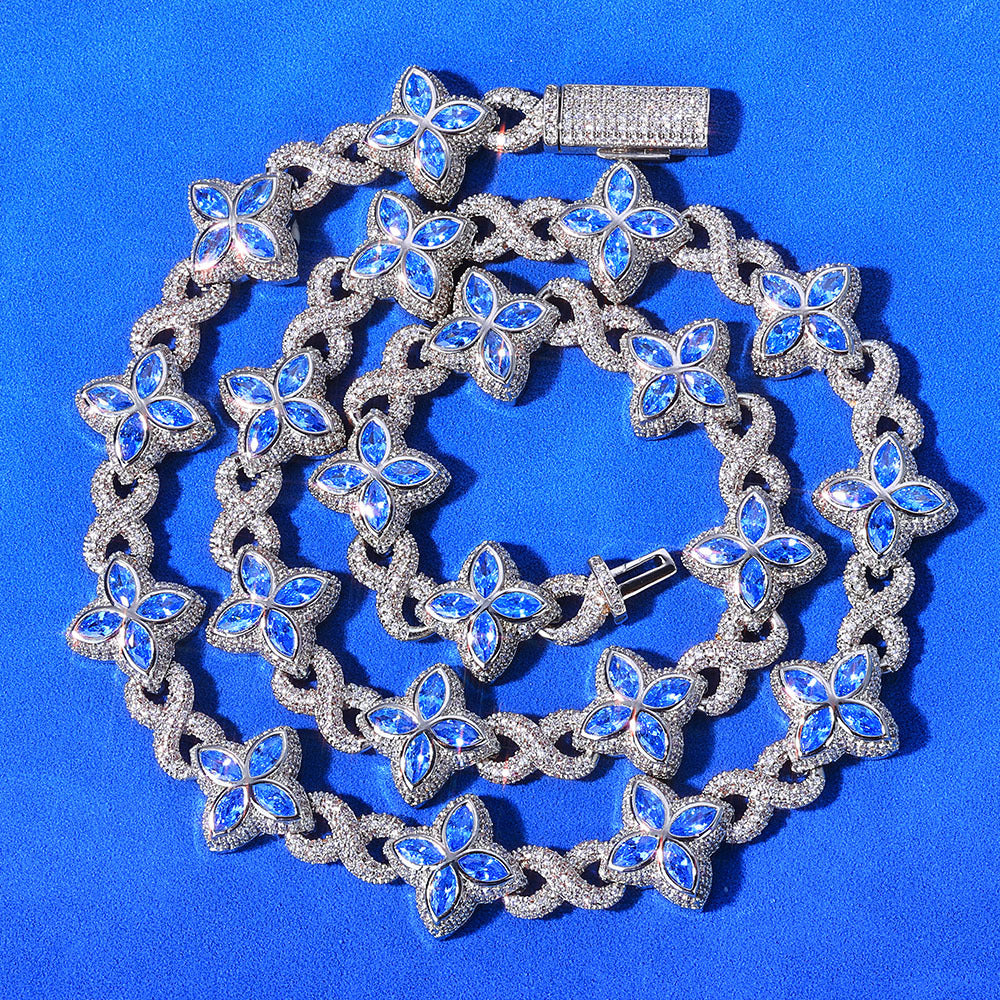 Hip Hop Jewelry 5A Iced CZ Out Four Leaf Clover Chain Bracelet Rose Gold Plated