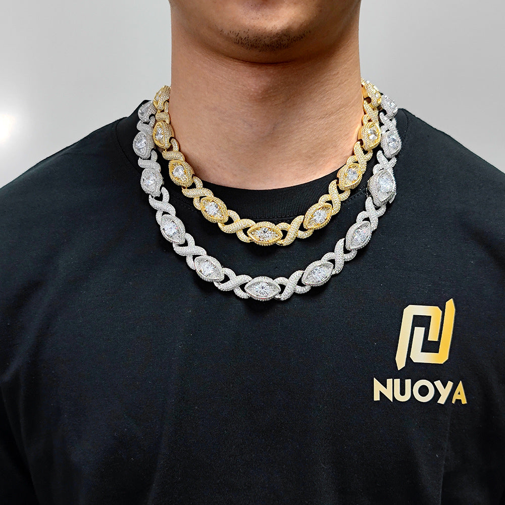 12MM Infinity and Open Eye Round Cut Solitaire Hip Hop Chain With Moissanite