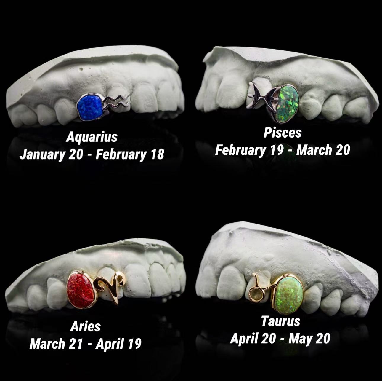 Custom grill & Twelve Constellations Series Opal Grillz
